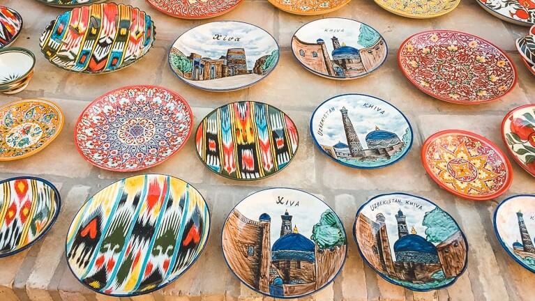 Khiva souvenir plates in Uzbekistan