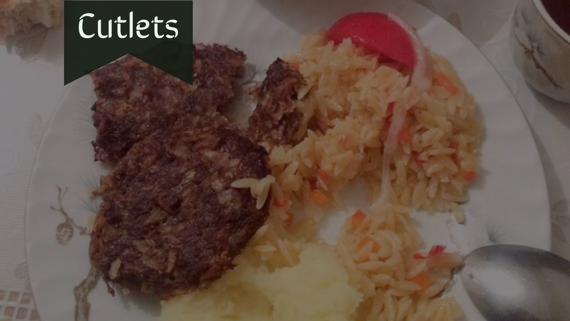 Cutlets with garnish in Central Asia
