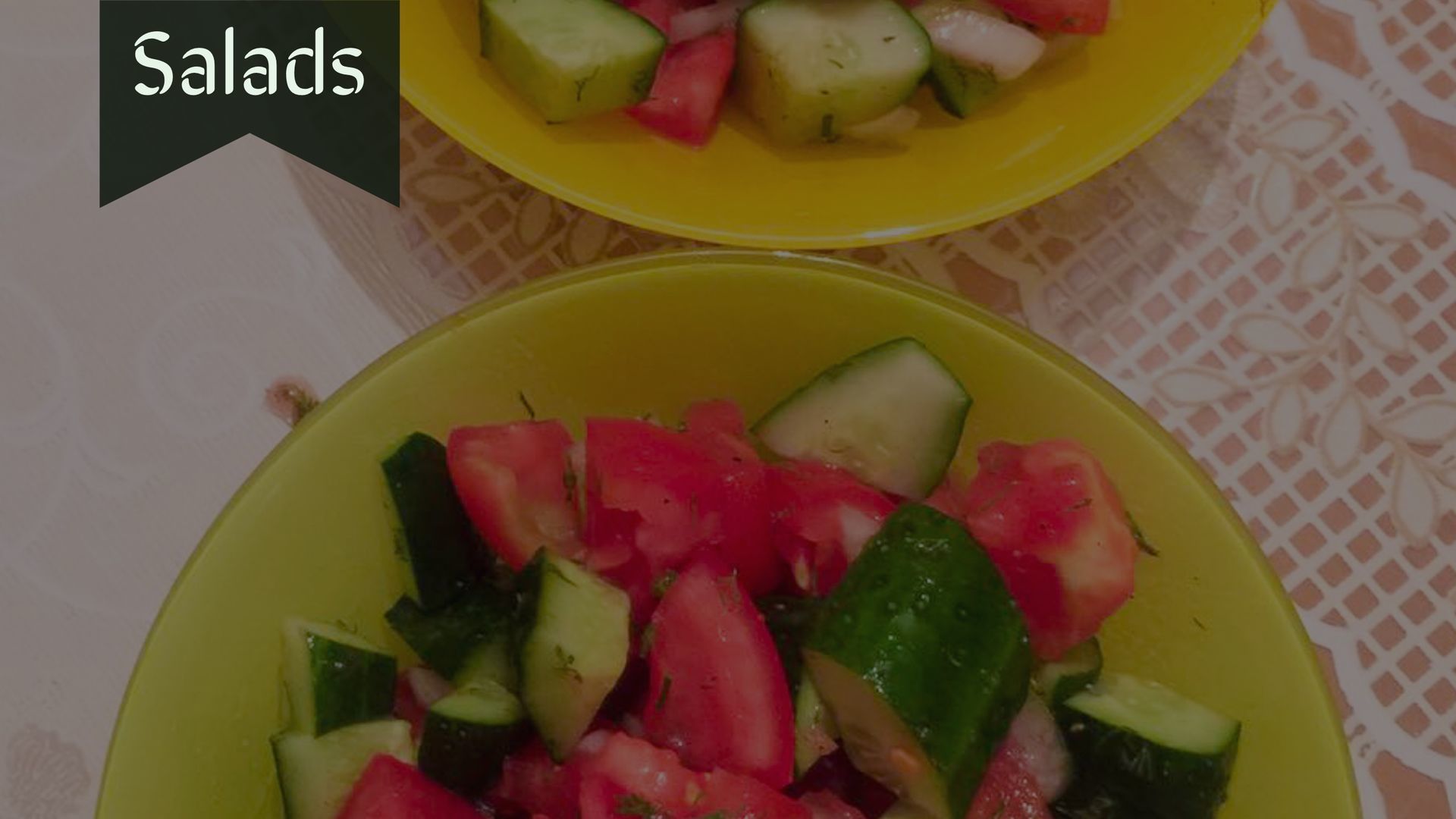Fresh Salads in Central Asia, cucumber and tomato salad