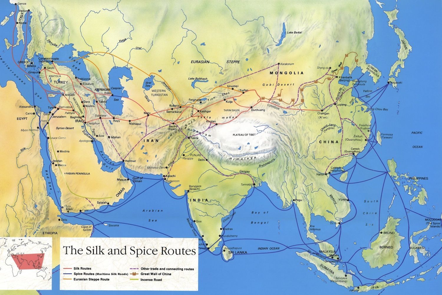 Silk Road map, Central Asia