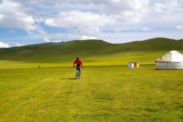 Biking in nature Kyrgyz pastures