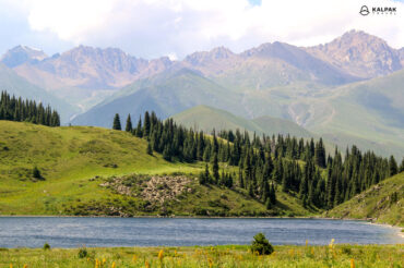lake in front of lakes in Kyrgyzstan