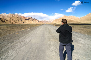 tourist taking picture in the Pamirs