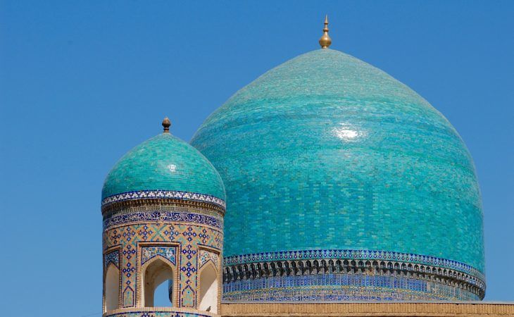 big and small blue dome in Samarkand seen during Central Asia tour