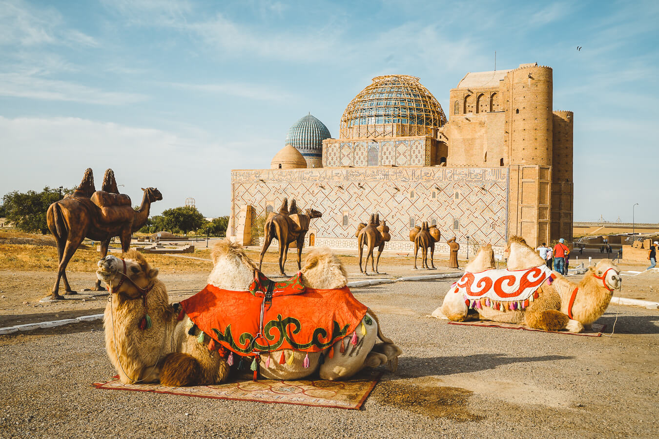 Turkestan mausoleum with camels