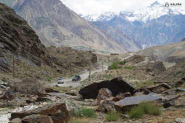 Driving in the mountains on Pamir Highway