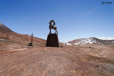 Pamir Highway Kyzart Pass with goat statue