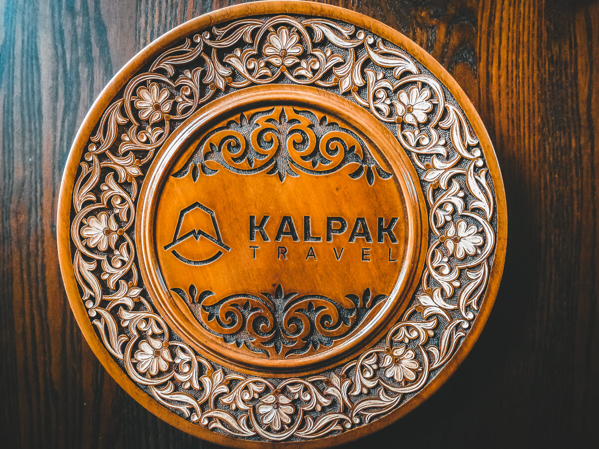 Wood carving plate in Uzbekistan