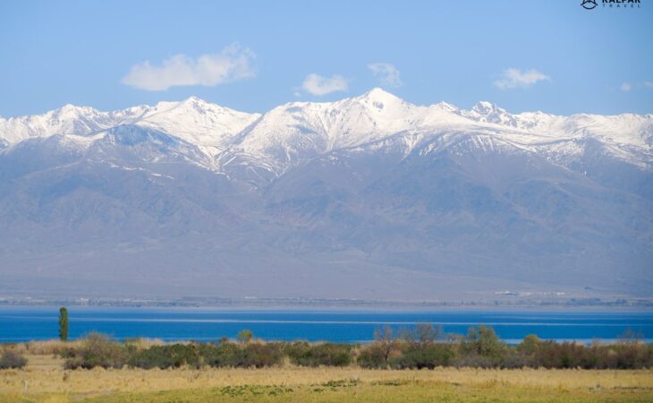 issyk kul lake with mountains in Kyrgyzstan